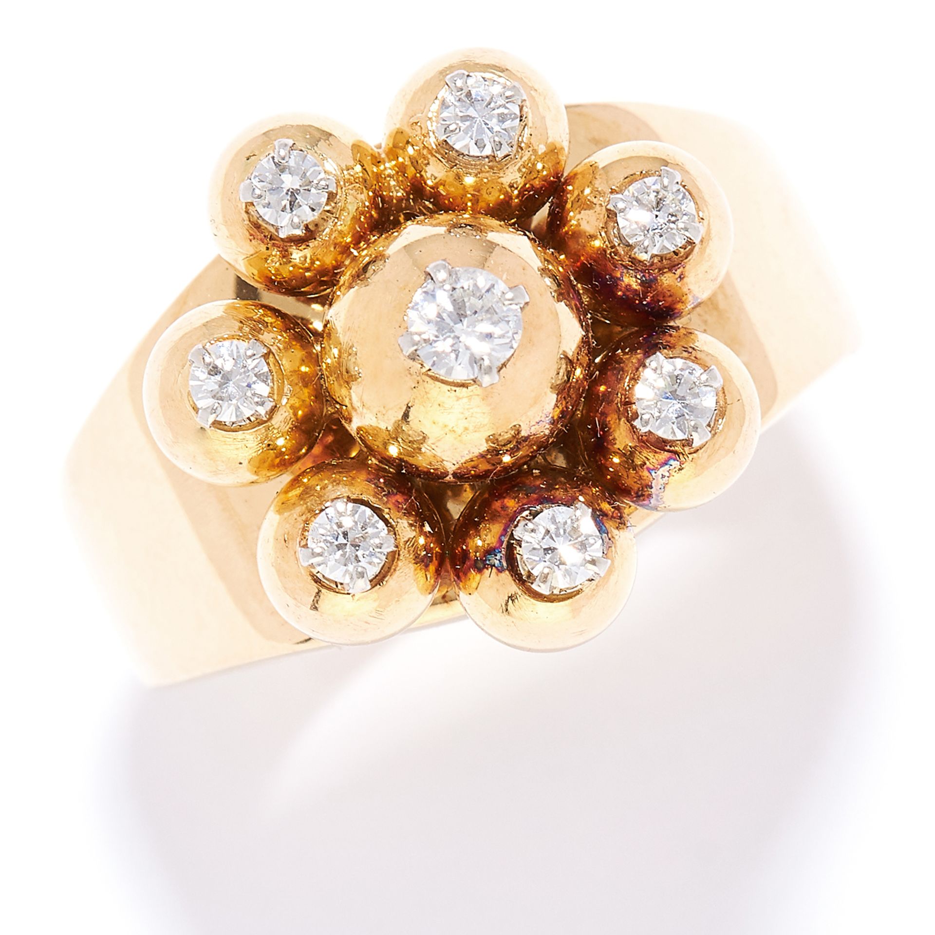 VINTAGE DIAMOND DRESS RING, CARTIER, CIRCA 1960 in 18ct yellow gold, set with round cut diamonds
