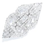 ANTIQUE DIAMOND DOUBLE CLIP BROOCH, CARTIER in platinum, the art deco design set with round,