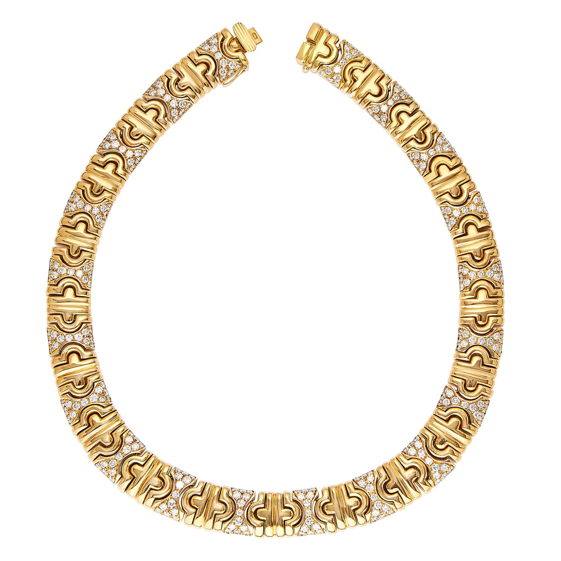 PARANTHESIS DIAMOND COLLAR NECKLACE, BULGARI in 18ct yellow gold, comprising of alternating plain