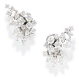 3.50 CARAT DIAMOND EARRINGS in 18ct white gold, in foliate motif set with round and marquise cut