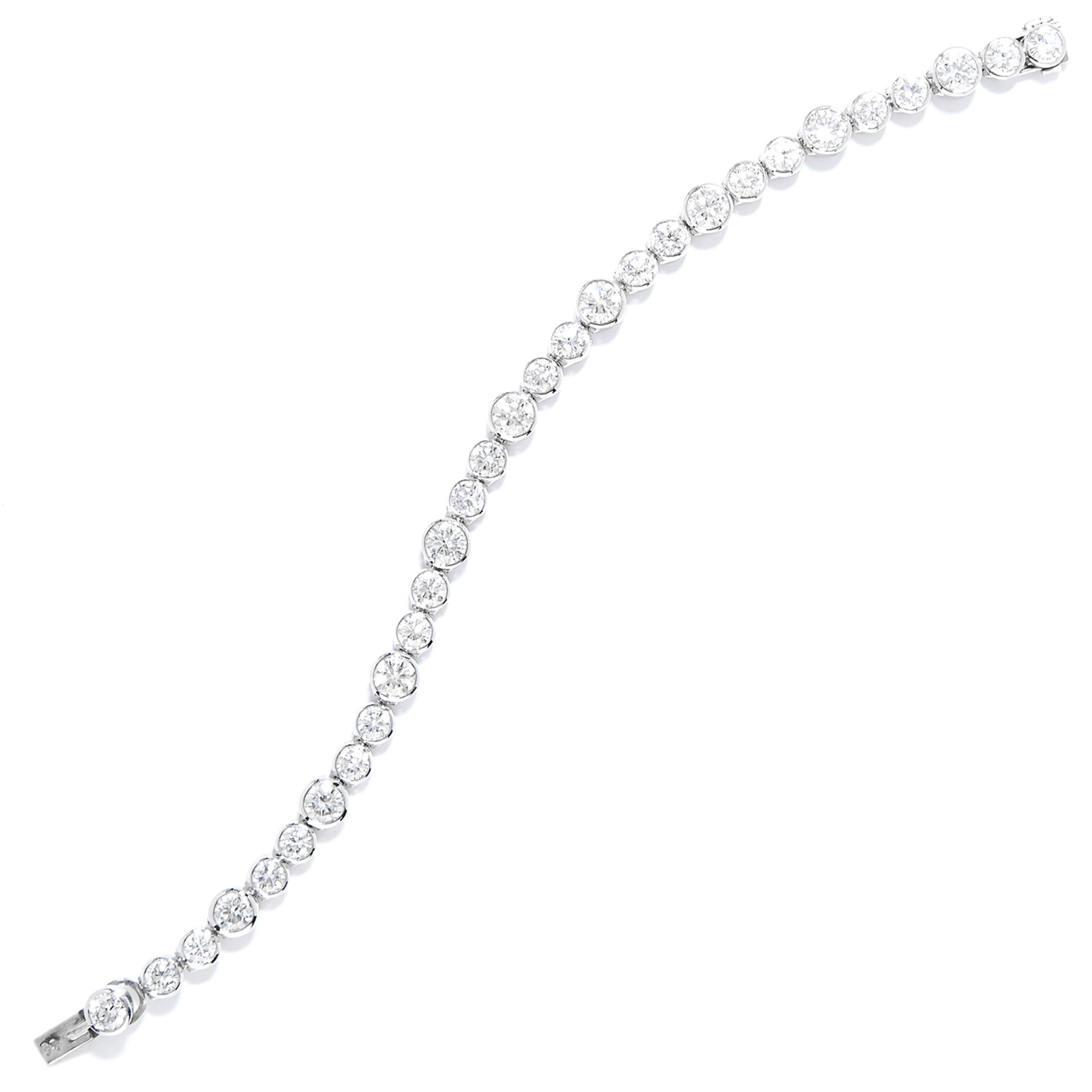 10.0 CARAT DIAMOND BRACELET, CARTIER in platinum, comprising of thirty round cut diamonds of various