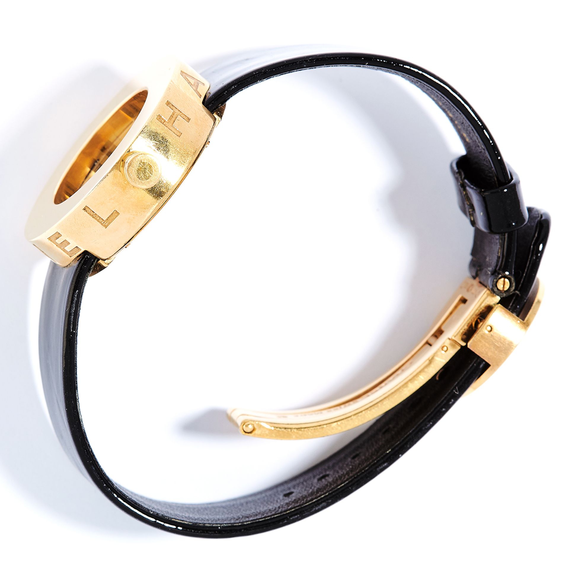 LADIES WRISTWATCH, CHANEL in 18ct yellow gold, with black dial in gold border engraved with ' - Bild 2 aus 3
