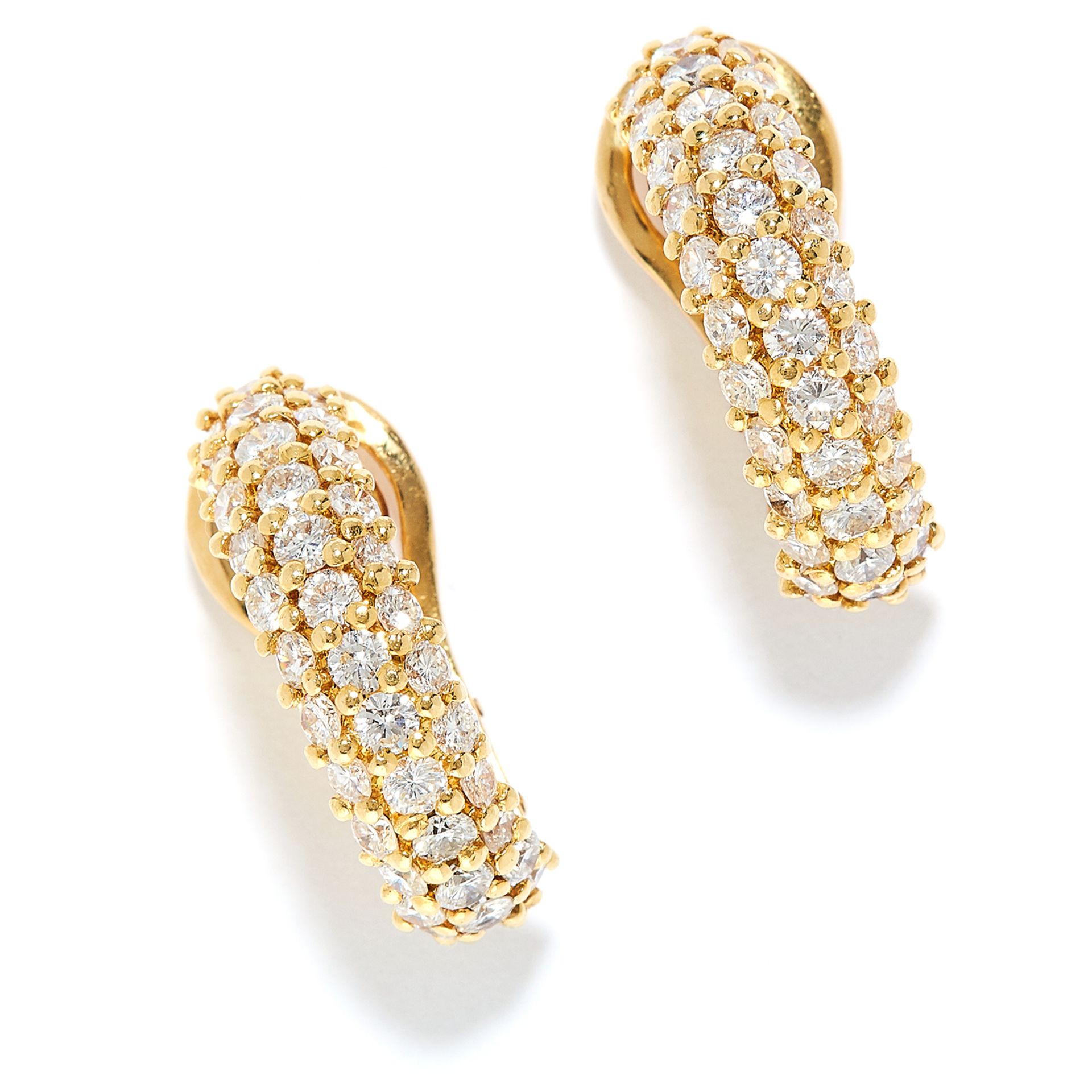 2.40 CARAT DIAMOND HOOP EARRINGS, CARTIER in 18ct yellow gold, each designed as a half hoop set with