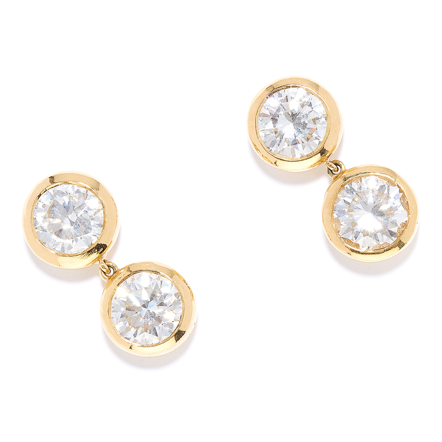 7.00 CARAT DIAMOND EARRINGS, BULGARI in 18ct yellow gold, each comprising of two round cut