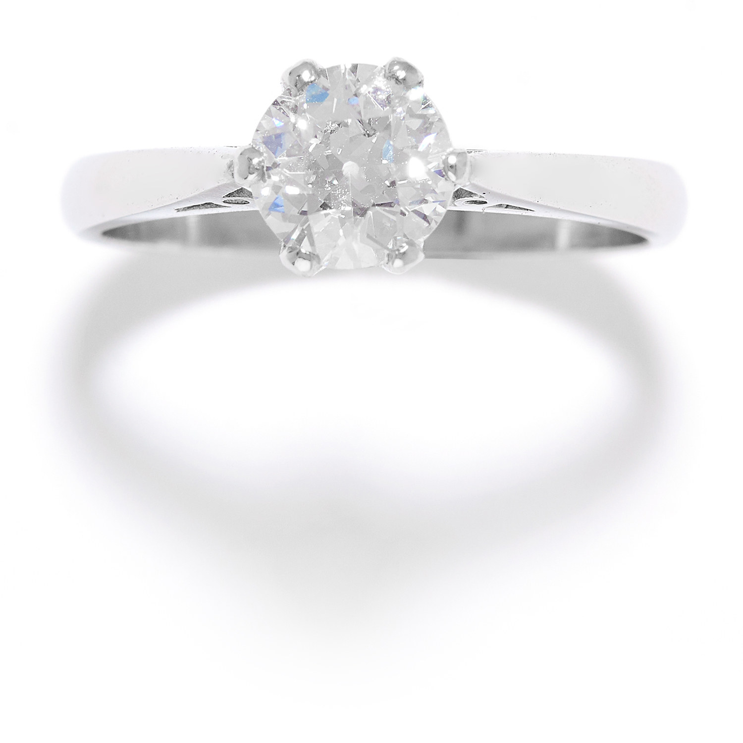 1.06 CARAT SOLITAIRE DIAMOND RING in platinum or white gold, set with an old round cut diamond of