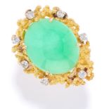 20.00 CARAT JADEITE JADE AND DIAMOND RING, CHARLES DE TEMPLE, 1973 in 18ct yellow gold, comprising