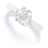 1.53 CARAT SOLITAIRE DIAMOND RING in platinum, set with a round brilliant cut diamond of 1.53