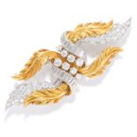 VINTAGE DIAMOND DOUBLE CLIP BROOCH, VAN CLEEF & ARPELS CIRCA 1960 in 18ct yellow and white gold,