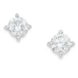 0.50 CARAT DIAMOND EAR STUDS in 18ct white gold, each set with a round cut diamond totalling