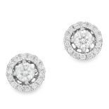 1.27 CARAT DIAMOND EAR STUDS in white gold, each set with a round cut diamond stud in a detachable