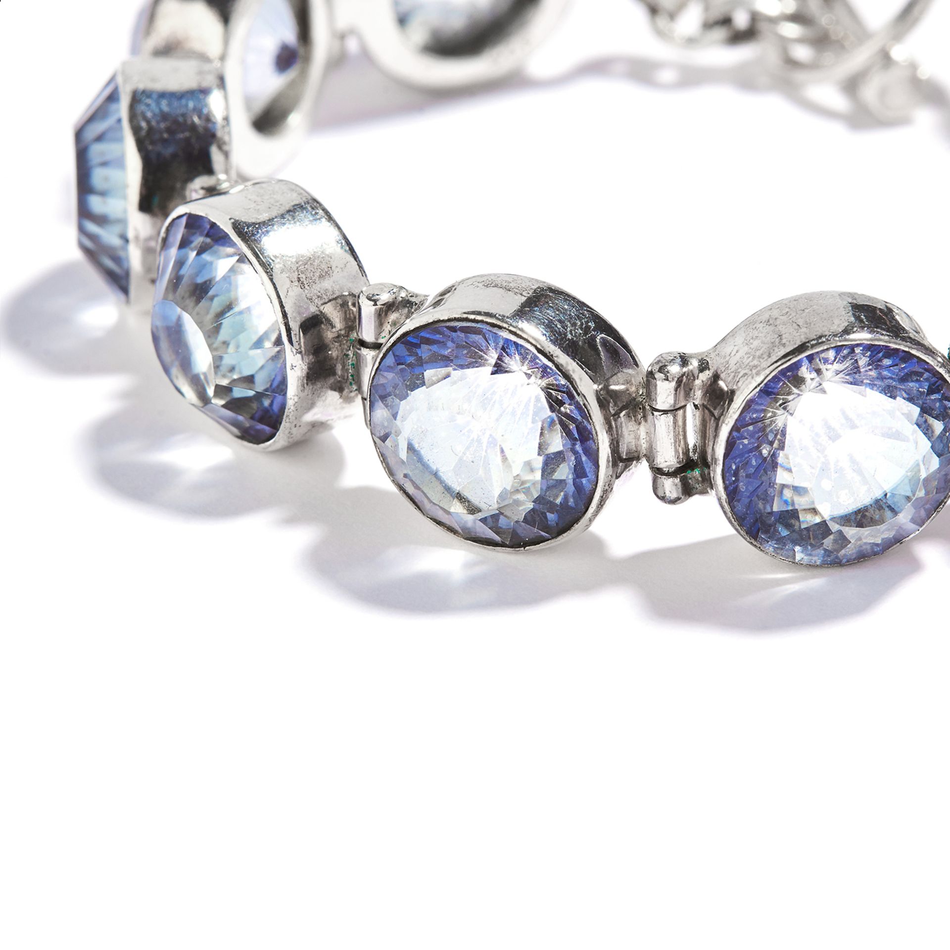 TOPAZ BRACELET AND EARRING SUITE in sterling silver, set with grey/blue faceted topaz, stamped - Image 2 of 3