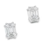 1.24 CARAT DIAMOND EAR STUDS in 18ct white gold, comprising of emerald cut diamonds totalling