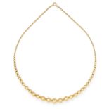 GOLD BEAD NECKLACE in 18ct yellow gold, formed of graduating gold beads, stamped 750, 48.5 cm, 23.