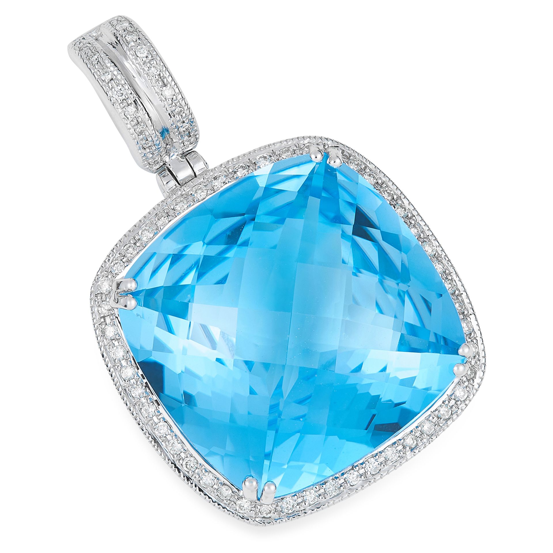 34.23 CARAT TOPAZ AND DIAMOND PENDANT in 18ct white gold, set with a faceted topaz of