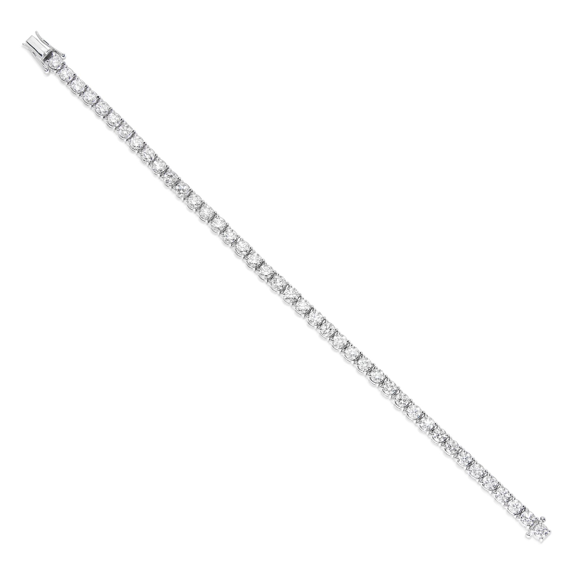 11.00 CARAT DIAMOND LINE BRACELET in 18ct white gold, set with round cut diamonds totalling