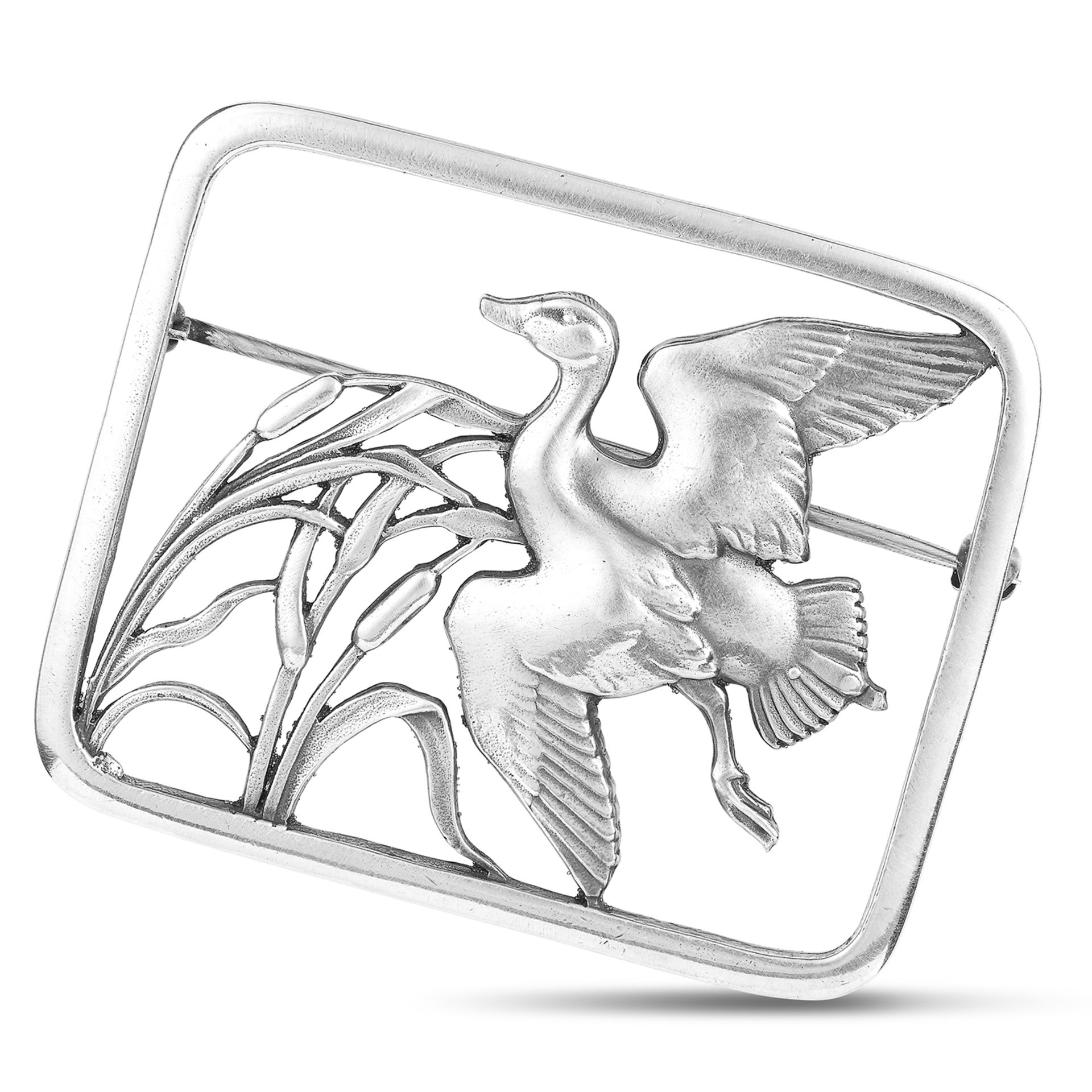 FLYING BIRD BROOCH, HUGO LIISBERG FOR GEORG JENSEN, CIRCA 1930 in sterling silver, design no.300,