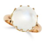 MOONSTONE DRESS RING in 18ct yellow gold, set with a cabochon moonstone, stamped 18CT, size K / 5,