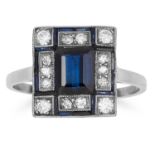 1.05 CARAT SAPPHIRE AND DIAMOND RING in 18ct white gold or platinum, set with an emerald cut
