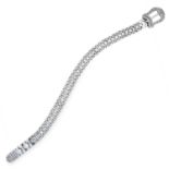 DIAMOND BRACELET in 18ct white gold, designed as a belt and buckle set with round cut diamonds,