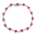 10.50 CARAT UNHEATED RUBY AND DIAMOND BRACELET in 18ct white gold or platinum, set with oval cut