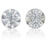 TWO ROUND CUT MODERN BRILLIANT DIAMONDS TOTALLING, 3.13cts, UNMOUNTED.