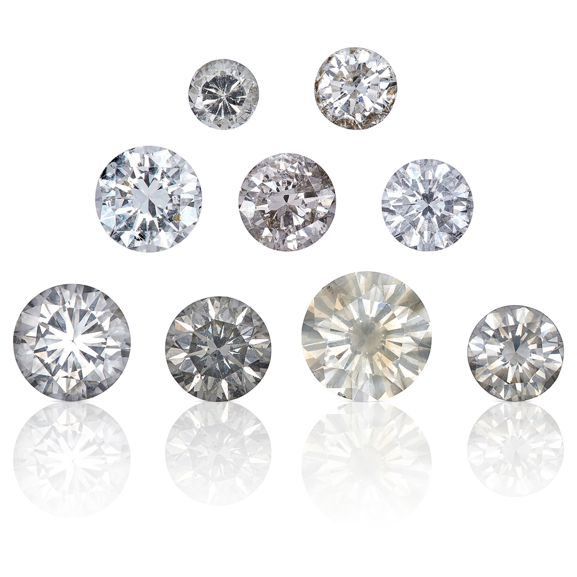 NINE ROUND CUT MODERN BRILLIANT DIAMONDS, TOTALLING 4.17cts, UNMOUNTED.