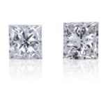 TWO SQUARE MODIFIED BRILLIANT CUT/PRINCESS CUT DIAMONDS, TOTALLING 0.49cts, UNMOUNTED.