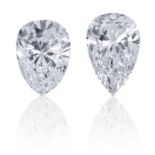 TWO PEAR SHAPED BRILLIANT CUT DIAMONDS, TOTALLING 0.55cts, UNMOUNTED