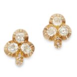 1.20 CARAT DIAMOND EARRINGS each set with three old cut diamonds totalling approximately 1.20