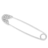 DIAMOND SAFETY PIN BROOCH set with round cut diamonds, 5.3cm, 3.0g.