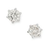 0.50 CARAT DIAMOND STUD EARRINGS set with round cut diamonds totalling approximately 0.50 carats,