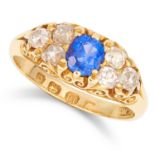 ANTIQUE VICTORIAN SAPPHIRE AND DIAMOND RING, 1891 set with an oval cut sapphire of 0.80 carats and