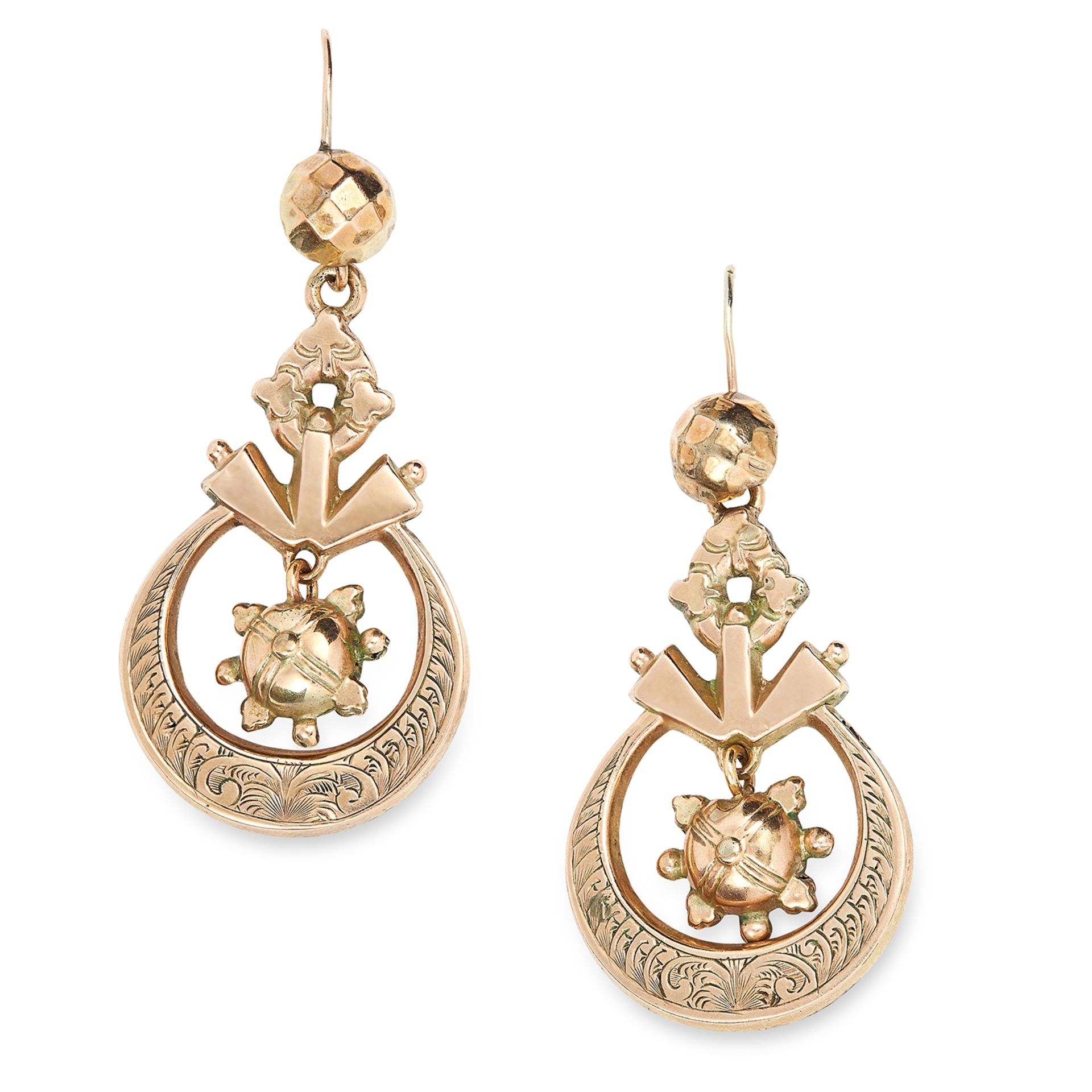 ANTIQUE ARTICULATED DROP EARRINGS, 19TH CENTURY 4.8cm, 4.3g.