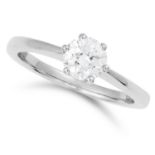 0.70 CARAT DIAMOND RING set with a round cut diamond of approximately 0.70 carats, size L / 5.5, 4.
