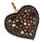 TOURMALINE AND DIAMOND HEART PENDANT set with fancy cut multicolour tourmaline and flat cut