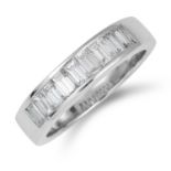 DIAMOND HALF ETERNITY RING set with baguette cut diamonds, size N / 6.5, 6.3g.
