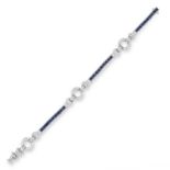 SAPPHIRE AND DIAMOND LINE BRACELET set with step cut sapphires totalling approximately 4.00 carats