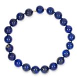 LAPIS LAZULI BEAD NECKLACE comprising of a single strand of lapis lazuli beads approximately 18mm in