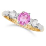 UNHEATED 0.65 CARAT PINK SAPPHIRE AND DIAMOND RING set with an oval cut pink sapphire of 0.65 carats