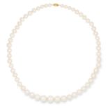 PEARL NECKLACE comprising a single row of pearls graduating 6.4-12.0mm, 52.0cm, 55.5g.