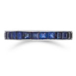 1.00 CARAT SAPPHIRE ETERNITY RING set with step cut sapphires totalling approximately 1.00 carats,