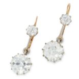 6.82 CARAT DIAMOND EARRINGS each set with two transitional cut diamonds totalling approximately 6.82