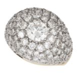 4.80 CARAT DIAMOND BOMBE RING set with round cut diamonds totalling approximately 4.80 carats,