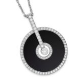 LIMELIGHT PARTY DIAMOND AND ONYX PENDANT, PIAGET the circular polished onyx accented by borders of