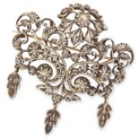 ANTIQUE GEORGIAN DIAMOND BROOCH in open foliate design set with rose cut diamonds, 4.8cm, 18.3g.