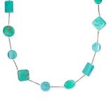 TURQUOISE SAUTOIR set with polished turquoise beads, 120cm, 118.3.