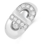 DIAMOND PARENTESI RING, BULGARI set with round cut diamonds totalling approximately 0.36 carats,