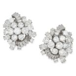 14.50 CARAT DIAMOND CLUSTER EARRINGS set with round, baguette and marquise cut diamonds totalling