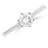 0.70 CARAT DIAMOND RING set with a round cut diamond of approximately 0.70 carats, size S / 9, 3.