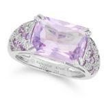 AMETHYST AND DIAMOND RING, MAUBOUSSIN set with an oval cushion cut amethyst in a border of round cut